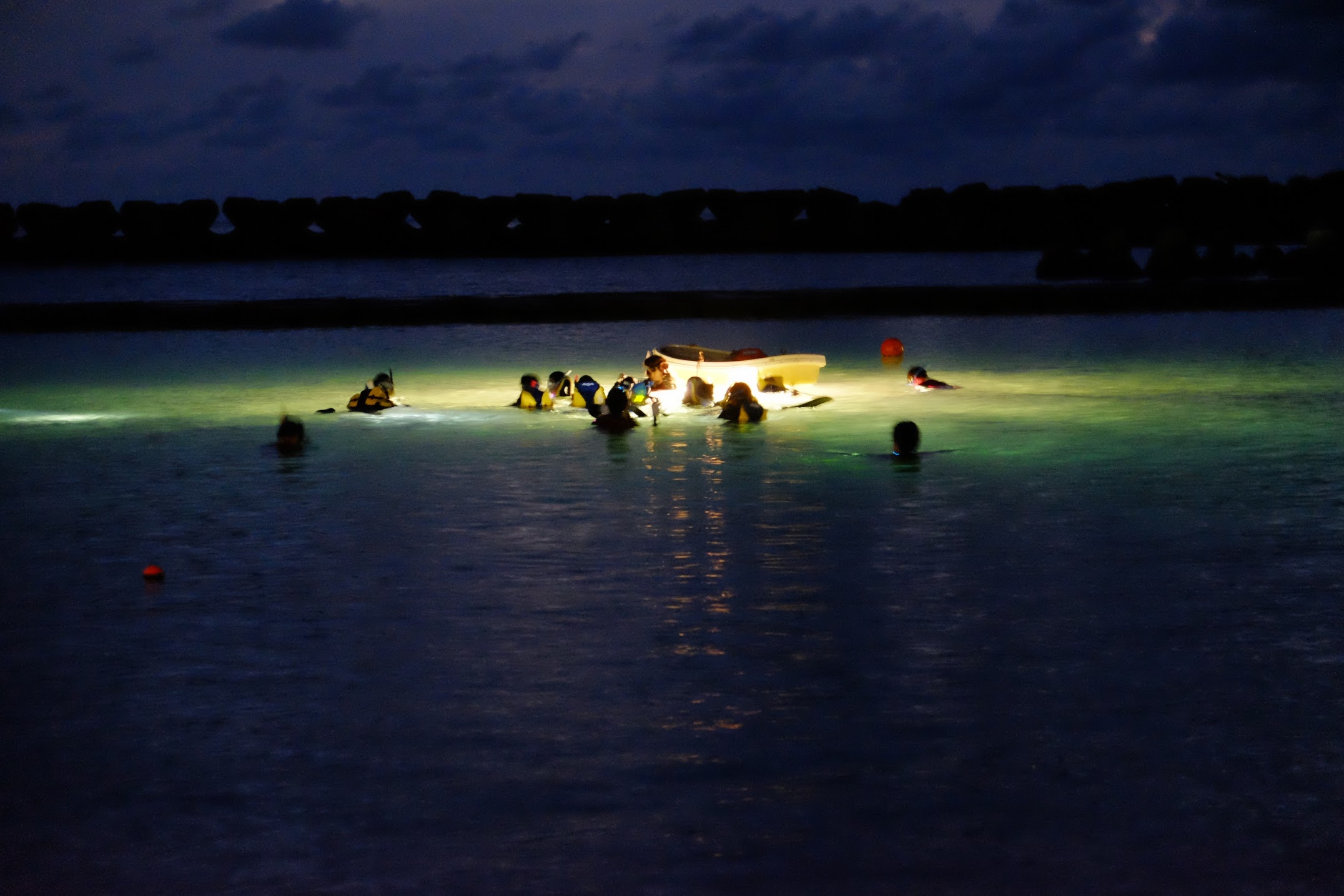 夜の海を除くナイトシュノーケルイベントの写真